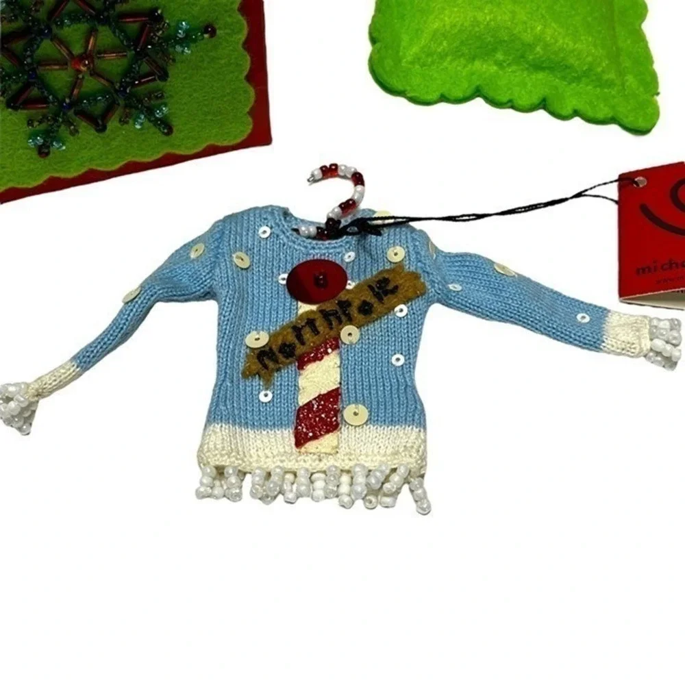 Michael Simon North Pole Mini Sweater Ornament Icy Blue Multi H094328 Beaded Box